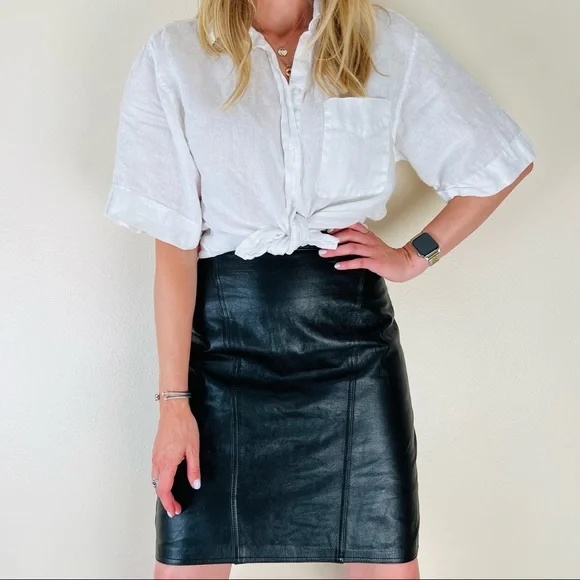 Vintage Sarah Taylor genuine 100% leather stylish mini skirt - Picture 4 of 8